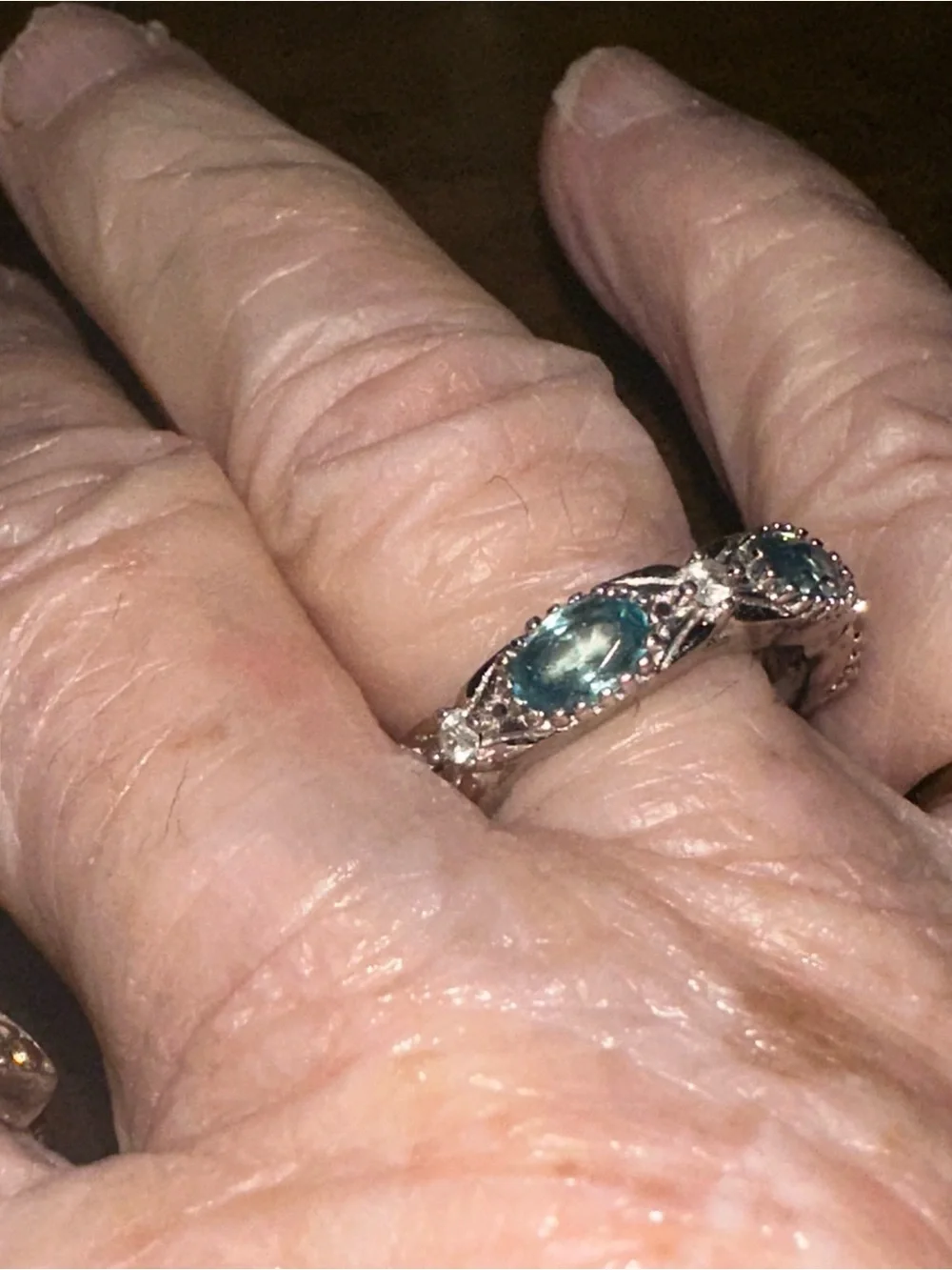 Sterling Silver Eternity Blue Zircon Band